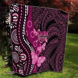 think pink breast cancer awareness quilt butterfly aboriginal mix polynesian pattern