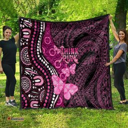 think pink breast cancer awareness quilt butterfly aboriginal mix polynesian pattern
