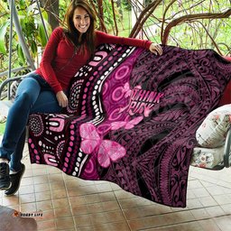 think pink breast cancer awareness quilt butterfly aboriginal mix polynesian pattern