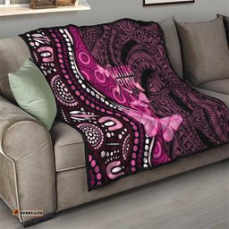 think pink breast cancer awareness quilt butterfly aboriginal mix polynesian pattern