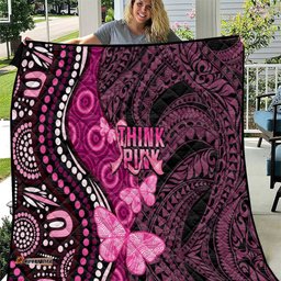 think pink breast cancer awareness quilt butterfly aboriginal mix polynesian pattern