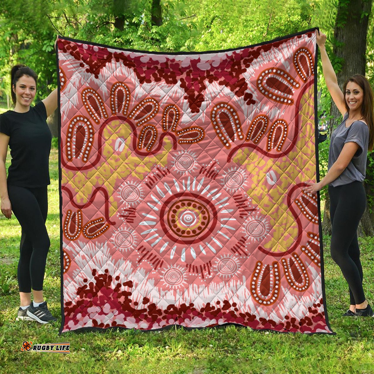 Australia Aboriginal Inspired Quilt - Aboriginal Inspired Pattern Dot Painting Style