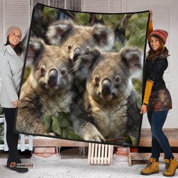 Australia Koala Quilt - Three Koalas with Gum Trees Ver1 Quilt