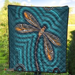 Australia Aboriginal Inspired Quilt - Dragonfly Aboriginal Art Vector Painting Quilt