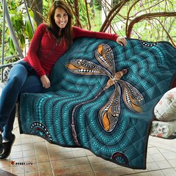 Australia Aboriginal Inspired Quilt - Dragonfly Aboriginal Art Vector Painting Quilt