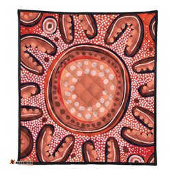 Australia Dot Painting Inspired Aboriginal Quilt - Big Flower Painting With Aboriginal Dot Quilt