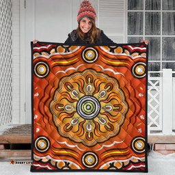 Australia Aboriginal Inspired Quilt - The Sun Indigenous Aboiginal Inspired Dot Painting Style