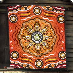 Australia Aboriginal Inspired Quilt - The Sun Indigenous Aboiginal Inspired Dot Painting Style