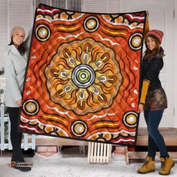 Australia Aboriginal Inspired Quilt - The Sun Indigenous Aboiginal Inspired Dot Painting Style