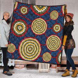 Australia Aboriginal Quilt - Beautiful Indigenous Seamless Pattern Based in Universe with Galaxies Form Quilt
