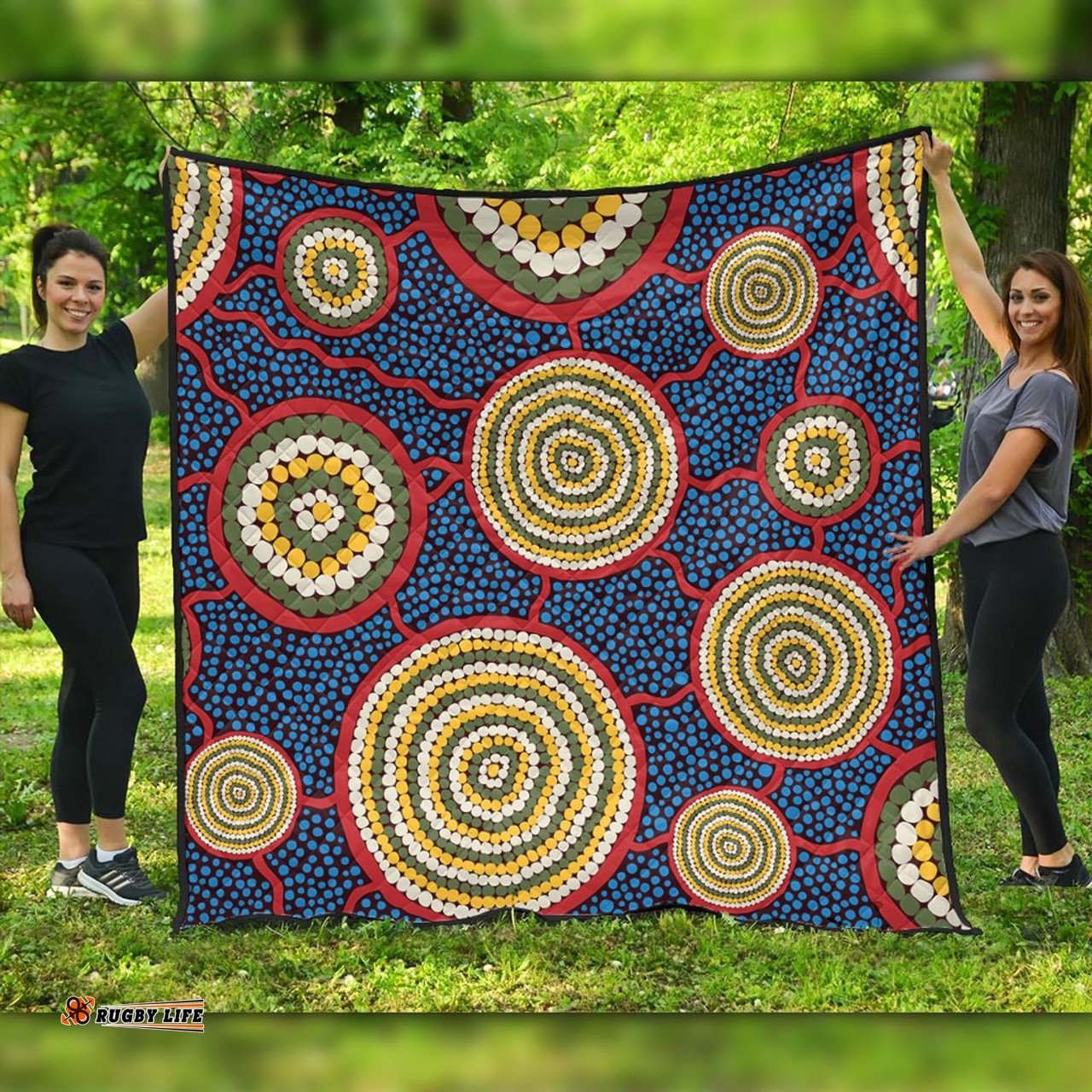 Australia Aboriginal Quilt - Beautiful Indigenous Seamless Pattern Based in Universe with Galaxies Form Quilt