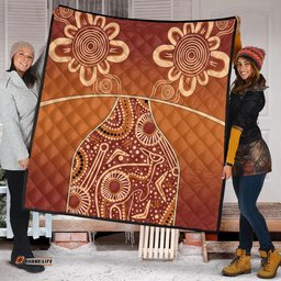 Australia Aboriginal Quilt - Brown Kangaroo In Aboriginal Dot Art Quilt