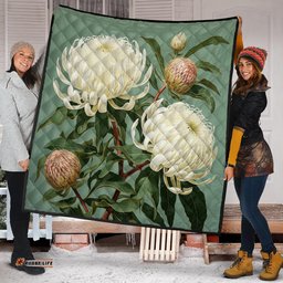Australia Waratah Quilt - White Waratah Flowers Fine Art Ver1 Quilt