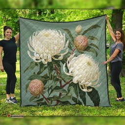 Australia Waratah Quilt - White Waratah Flowers Fine Art Ver1 Quilt