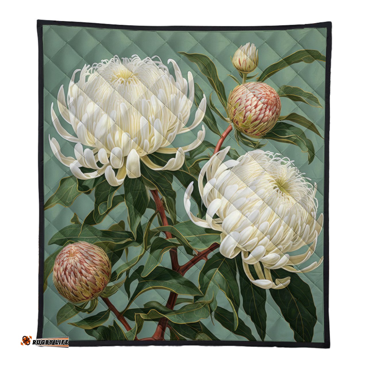 Australia Waratah Quilt - White Waratah Flowers Fine Art Ver1 Quilt