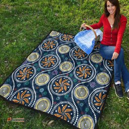 Australia Aboriginal Inspired Quilt - Blue Aboriginal Dot Art Painting Quilt