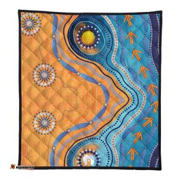 Australia Aboriginal Quilt - Indigenous Beach Dot Painting Art Quilt