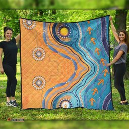 Australia Aboriginal Quilt - Indigenous Beach Dot Painting Art Quilt