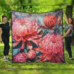 Australia Waratah Quilt - Waratah Oil Painting Abstract Ver4 Quilt