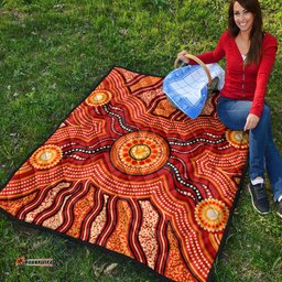 Australia Aboriginal Inspired Quilt - Indigenous Connection Aboiginal Inspired Dot Painting Style