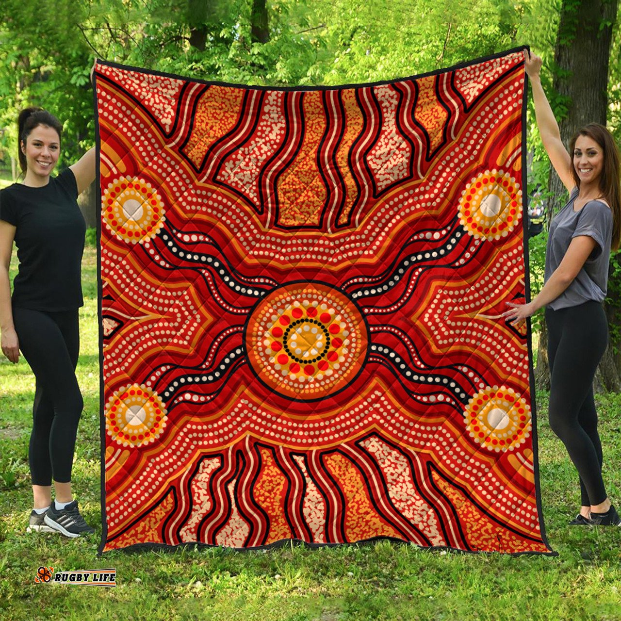 Australia Aboriginal Inspired Quilt - Indigenous Connection Aboiginal Inspired Dot Painting Style