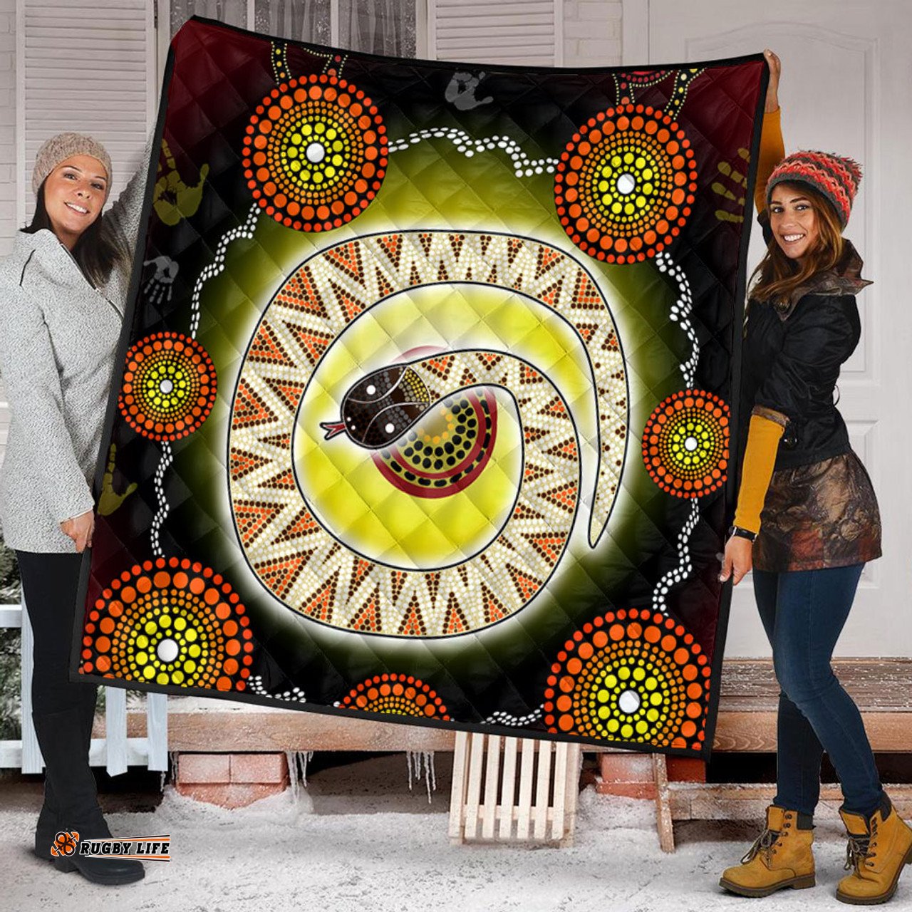 Australia Aboriginal Quilt - The Rainbow Serpent Dreaming Spirit Art Quilt