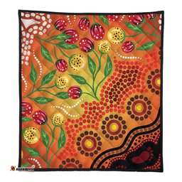 Australia Aboriginal Quilt - Aboriginal Dot Art With Bush Flowers Quilt