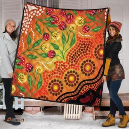 Australia Aboriginal Quilt - Aboriginal Dot Art With Bush Flowers Quilt