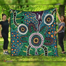 Australia Aboriginal Quilt - A Dot Painting In The Style Of Indigenous Australian Art Quilt