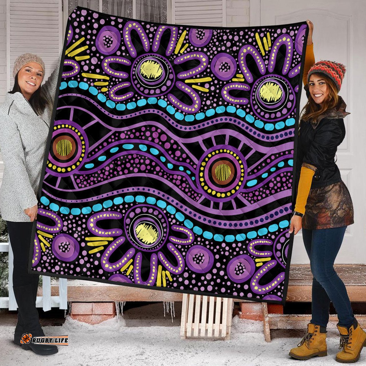 Australia Aboriginal Quilt - Purple Dot In Aboriginal Style Quilt