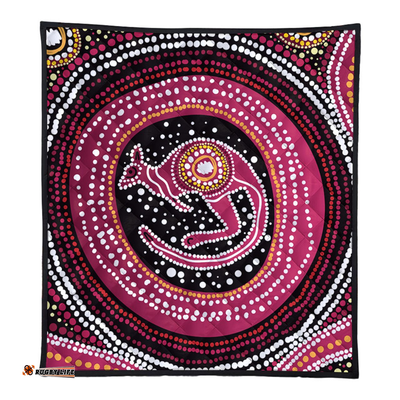 Australia Aboriginal Quilt - Aboriginal Background Featuring Kangaroo Dot Design Quilt