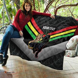 personalised panthers rugby 2024 quilt mascot with trophy go champions aboriginal art