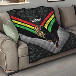 personalised panthers rugby 2024 quilt mascot with trophy go champions aboriginal art