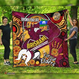 Brisbane Broncos Naidoc Week Custom Quilt - Brisbane Broncos Naidoc Week For Our Elders Bronx for Life Sport Style Quilt