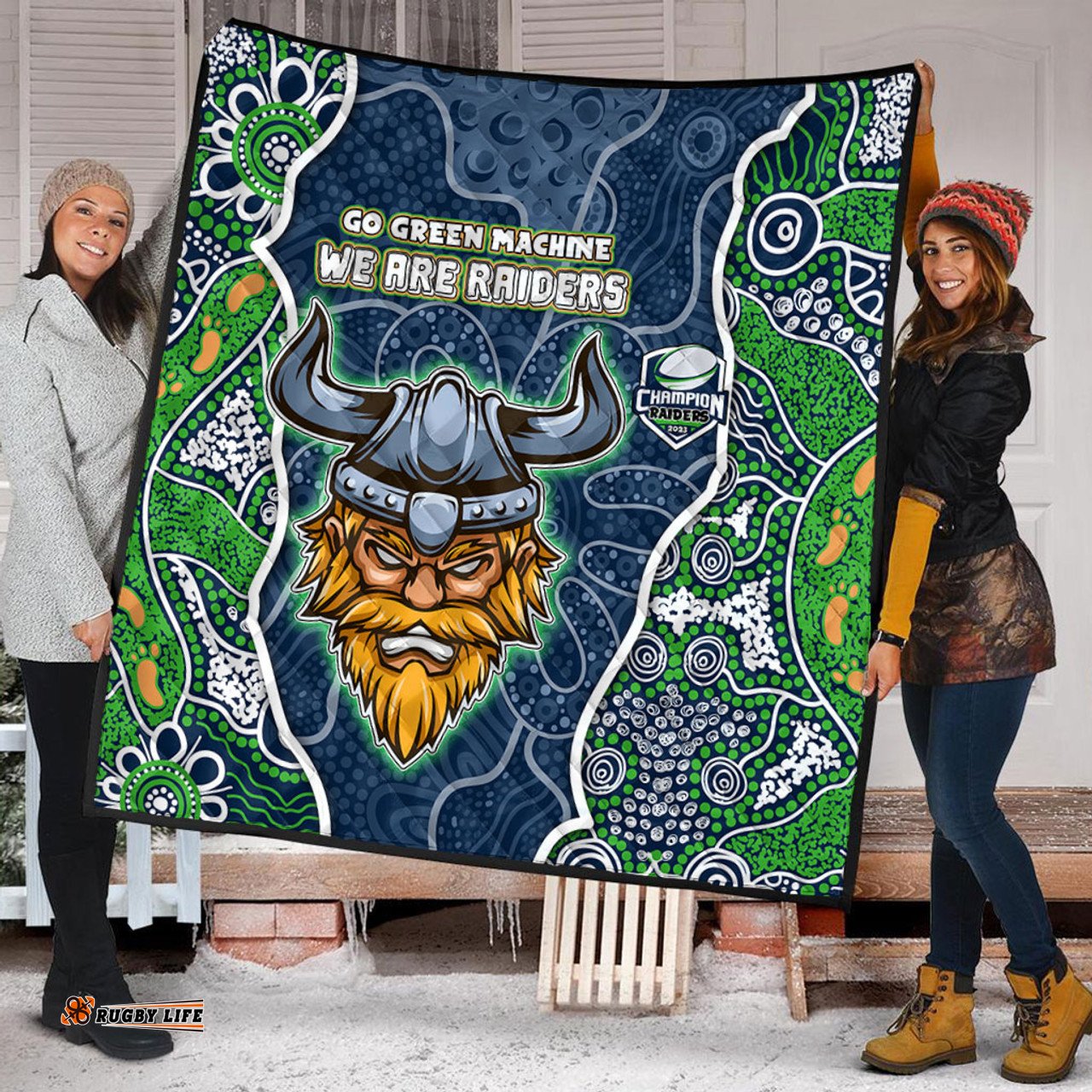 Canberra Raiders Grand Final Custom Quilt - Custom Raiders Contemporary Style Of Aboriginal Painting Quilt