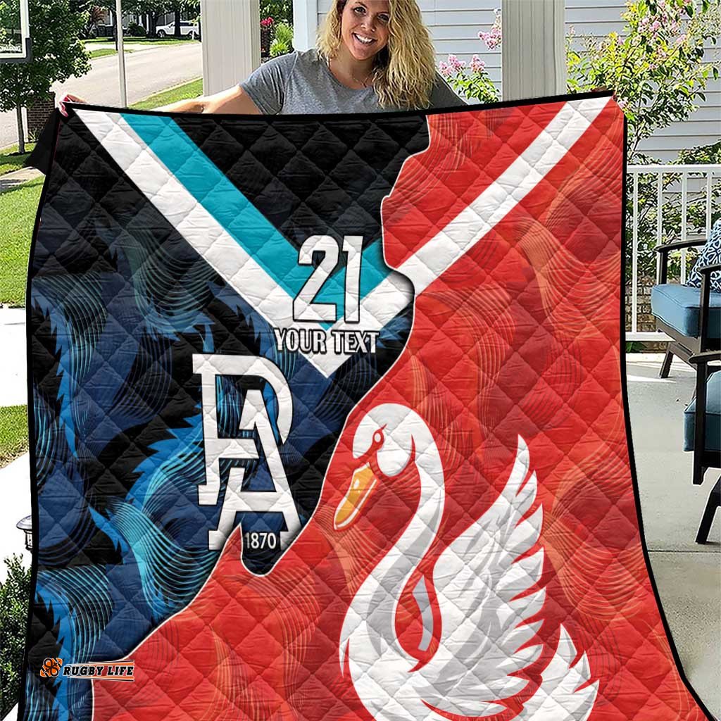 swans port adelaide football custom quilt cracked metal style