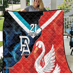 swans port adelaide football custom quilt cracked metal style