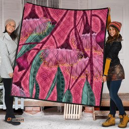 Australia Flowers Aboriginal Quilt - Aboriginal Dot Art Of Australian Native Eucalyptus Tree Branch Quilt