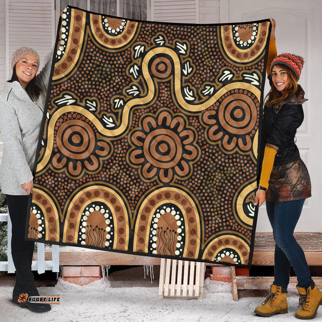Australia Aboriginal Quilt - Aboriginal Style Of Dot Art  Quilt