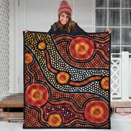 Australia Aboriginal Inspired Quilt - Orange Aboiginal Inspired Dot Painting Style