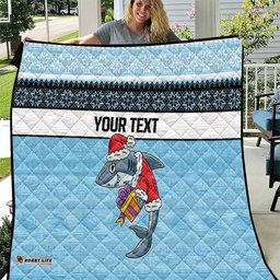 nrl cronulla sutherland christmas personalised quilt with sharkies santa