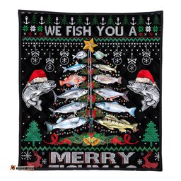 Australia Christmas Fishing Quilt - Merrry Fishmas Fishing Rod Christmas Tree Quilt