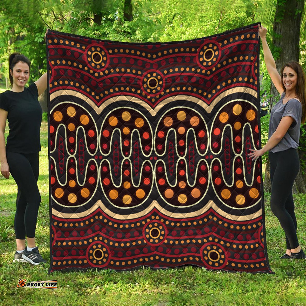 Australia Aboriginal Inspired Quilt - Aboriginal Indigenous Dot Art Pattern Quilt