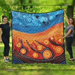 Australia Dreaming Aboriginal Quilt - Aboriginal Culture Indigenous River Dot Painting Art Inspired Quilt