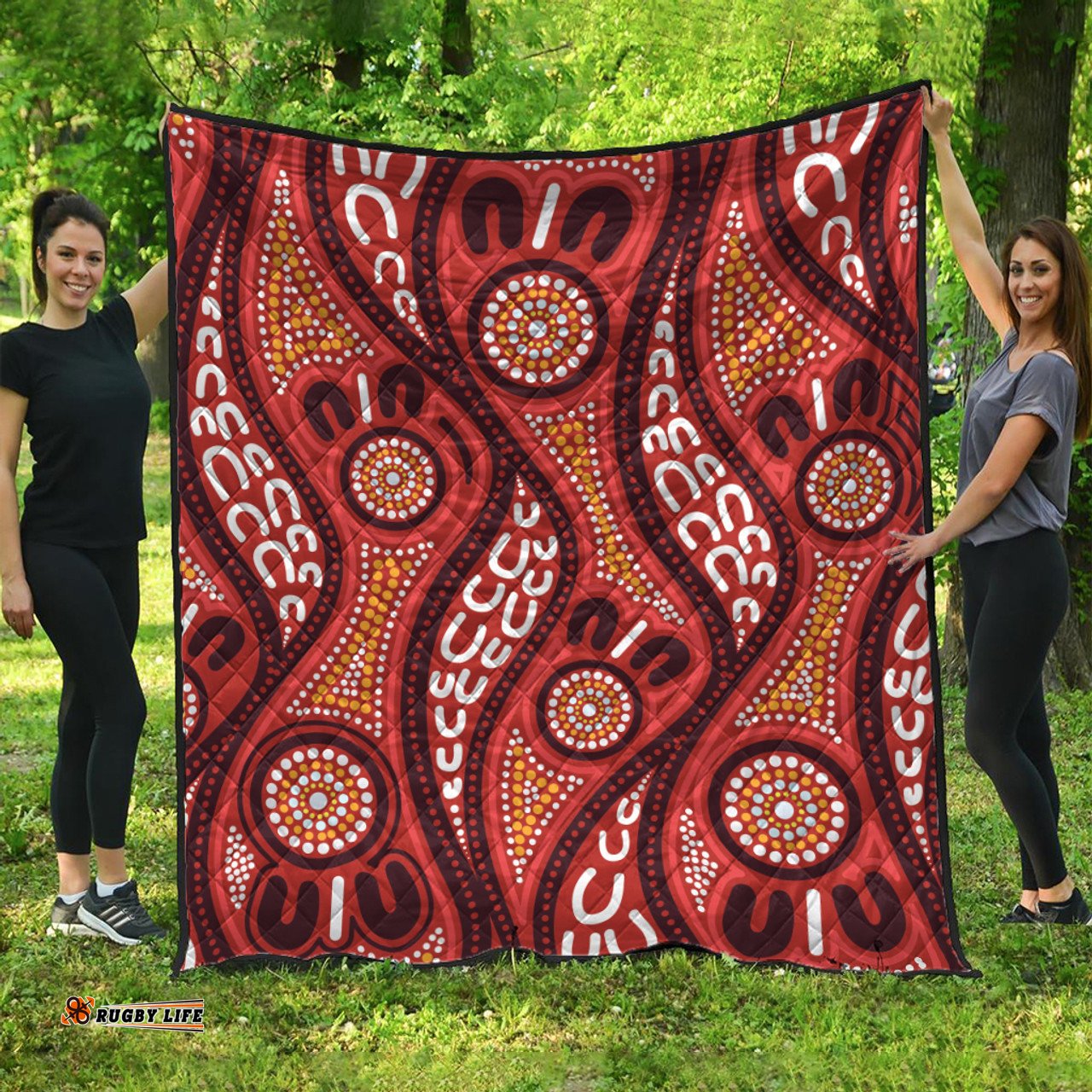 Australia Aboriginal Inspired Quilt - Indigenous Art Aboriginal Inspired Dot Painting Style 4