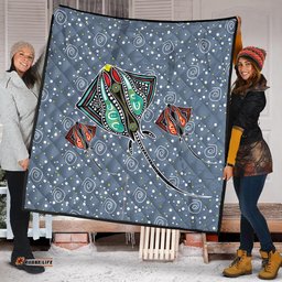 Australia Aboriginal Quilt - Stingray Art In Aboriginal Dot Style Inspired Quilt