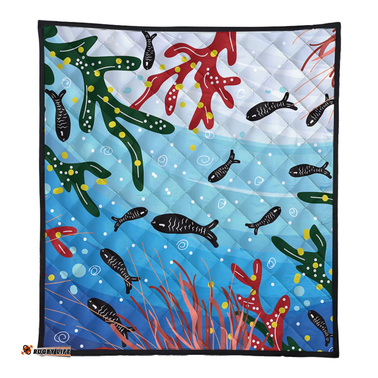 Australia Aboriginal Quilt - Underwater Concept Aboriginal Art With Fish Quilt