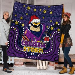 Melbourne Storm Christmas Custom Quilt - Christmas Knit Patterns Vintage Jersey Ugly Quilt