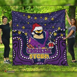 Melbourne Storm Christmas Custom Quilt - Christmas Knit Patterns Vintage Jersey Ugly Quilt