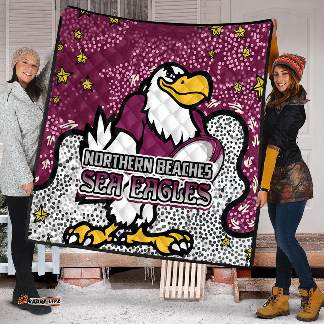 Manly Warringah Sea Eagles Quilt - Team With Dot And Star Patterns For Tough Fan Quilt